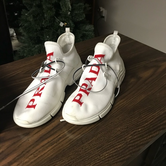 Prada XY Logo Sock white and red Sneakers Size 39.5 - Picture 6 of 6